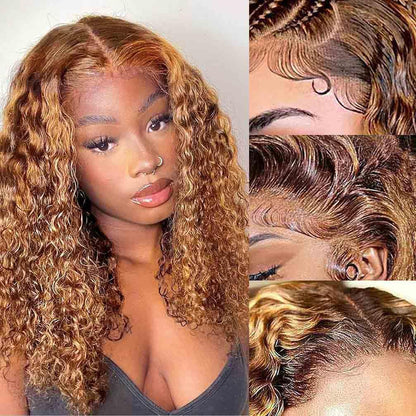 13x4 Lace Front Wigs Human Hair Pre Plucked 180 Density Brazilian Wet and Wavy Human Hair Wigs for Black Women Glueless Curly Lace Frontal Wig Natural Color (22 Inch)