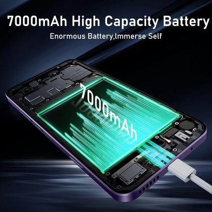 16PROMA X 16GB+1TB 6.99" HD Screen Smartphone Unlocked Cell Phone,Battery 7000mAh Unlocked The Phone, Android 14 Fingerprint Button Unlock/GPS/Dual SIM/5G/Face ID(Desert Titanium)