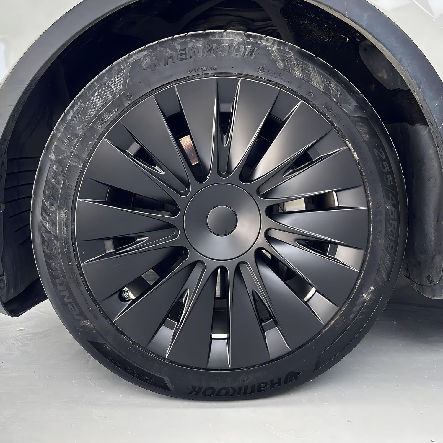 Wheel Cover Fits for Tesla Model Y 19Inch ABS Matter Black Hubcaps 4 PCS Gemini Wheel Covers Fit for Model Y 2020-2024 Replacement Induction Style Rim Protector