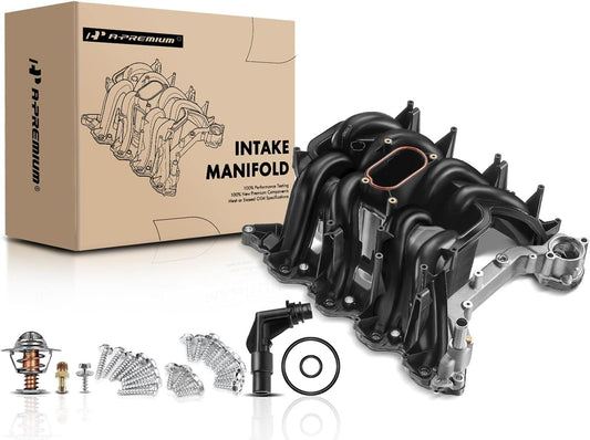 Upper Intake Manifold with Gaskets Thermostat Kits Compatible with Ford E/F Series, E150, E250, E350, E450, F150, F250, F350, Excursion, Expedition, 5.4L V8, Replace# 2L1Z-9424-AA