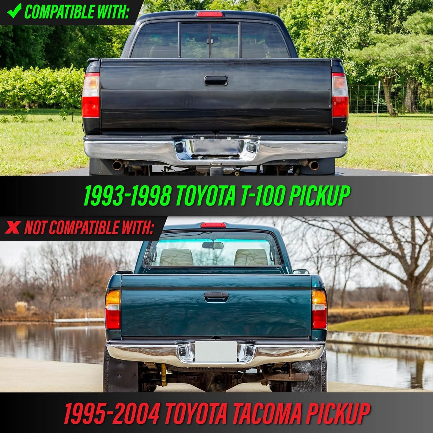 USR 93-98 XK10 / XK20 Tail Light – Rear Tail Lamps Set (Left + Right) Compatible with 1993-1998 Toyota T100 Pickup Truck All Models Base, DX and SR5 Pick up (CLEAR LENS TAIL LIGHTS with BULBS)