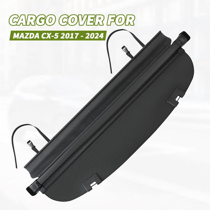 Trunk Cargo Cover for Mazda CX5 2025 2017-2024, with Carbon Fiber Texture Ends，Cx-5 Accessories, Anti-Peeping Retractable Security Shade, Privacy Screen Extra Cover