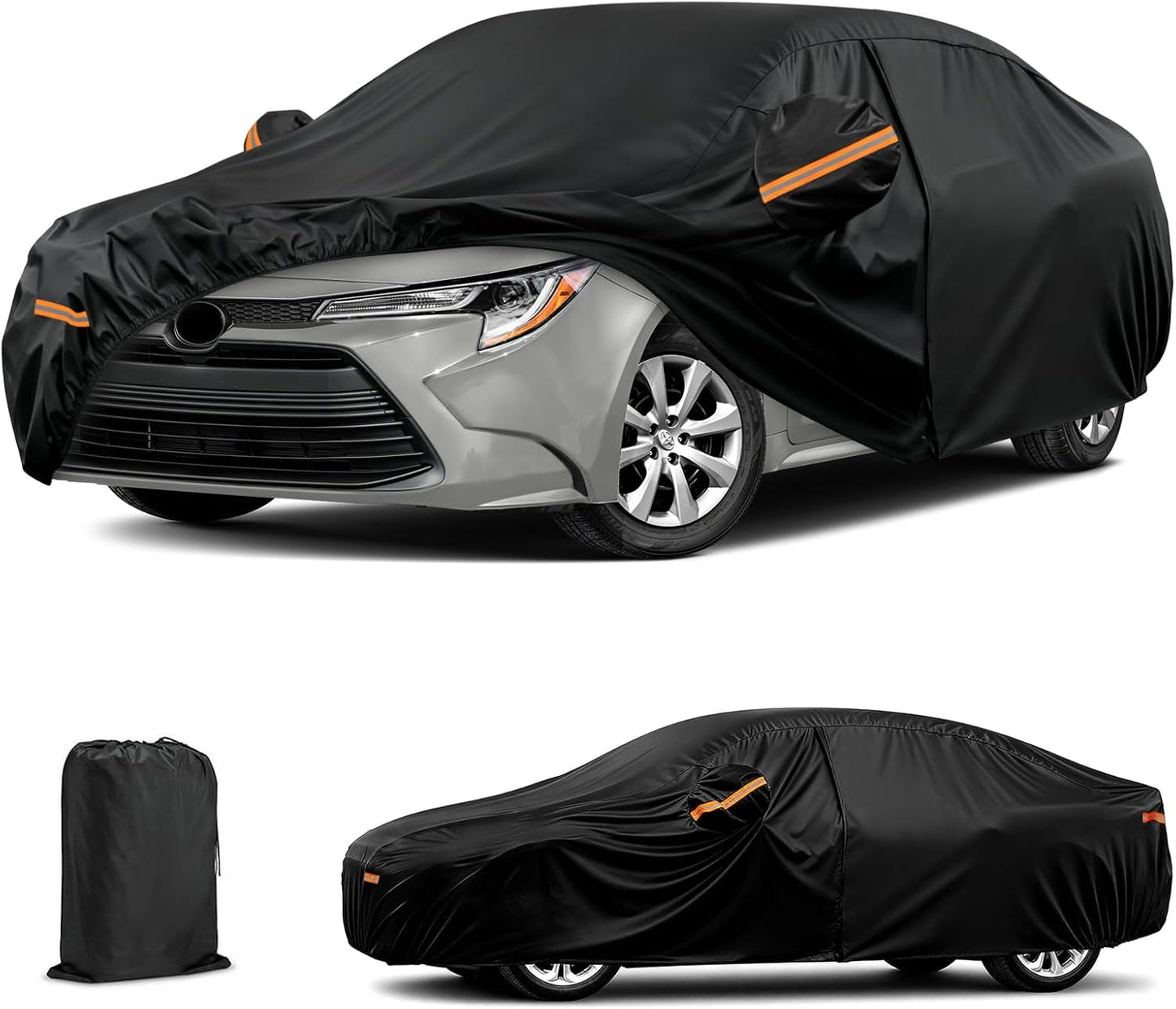 Waterproof Car Cover for Toyota Corolla, 6 Layers Covers with Cotton Liner and Zipper Door, All Weather Full Exterior Cover, Snow Rain Hail Dust Leaves Bird Droppings Protection