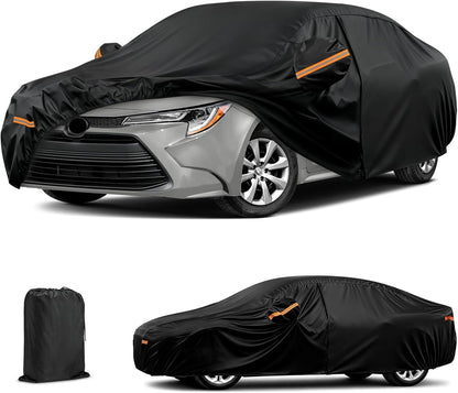 Waterproof Car Cover for Toyota Corolla, 6 Layers Covers with Cotton Liner and Zipper Door, All Weather Full Exterior Cover, Snow Rain Hail Dust Leaves Bird Droppings Protection
