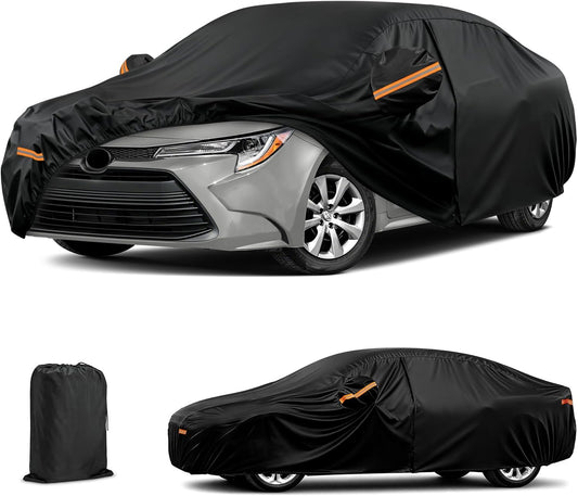 Waterproof Car Cover for Toyota Corolla, 6 Layers Covers with Cotton Liner and Zipper Door, All Weather Full Exterior Cover, Snow Rain Hail Dust Leaves Bird Droppings Protection