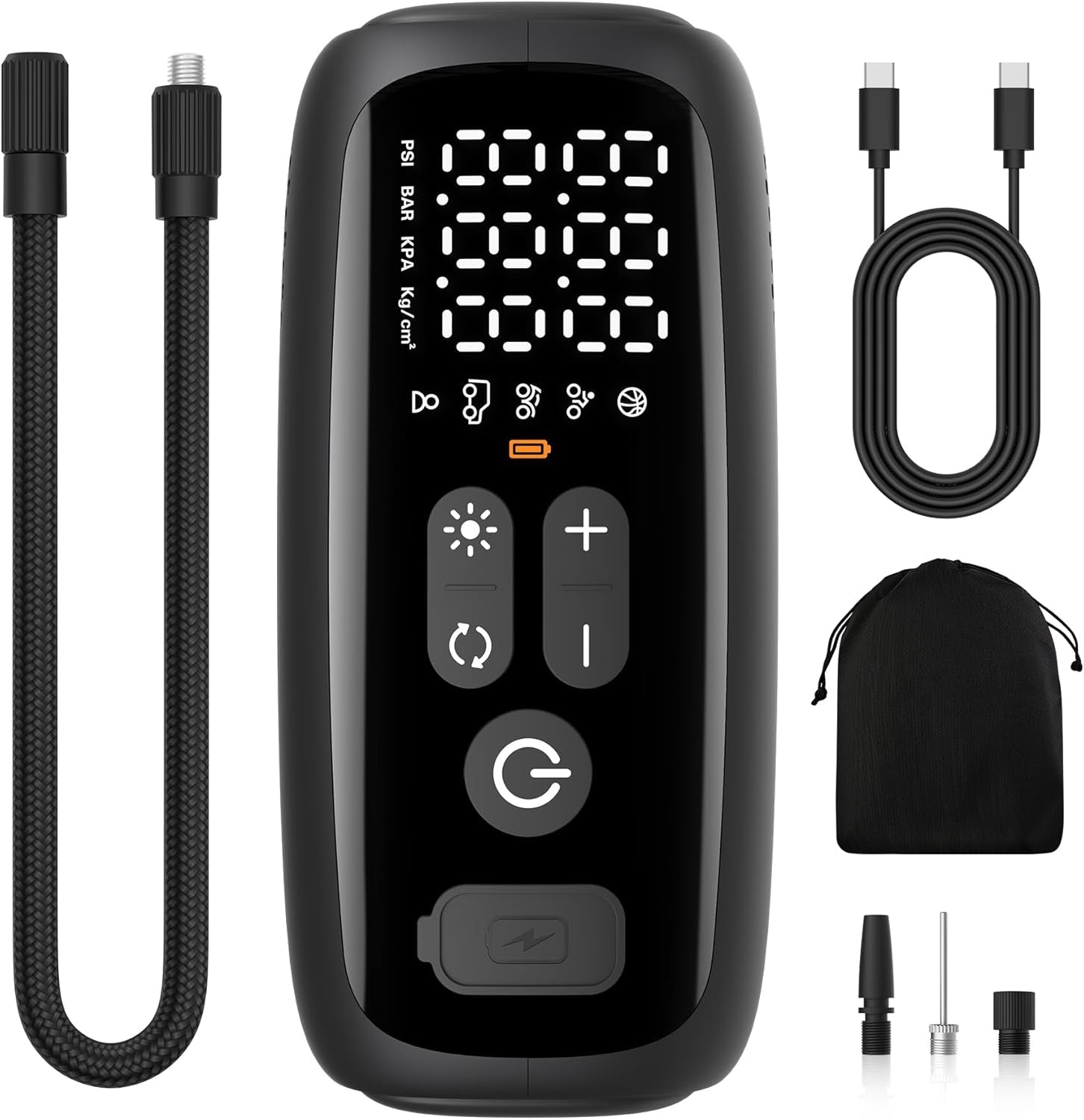 Tire Inflator Portable Air Compressor, 28 Cylinders 12V Air Compressor, 140W Auto Shut-Off with LED Light 150Psi Pump, Portable Air Compressor for Car Tires, Bicycle, Moto, Ball Etc.