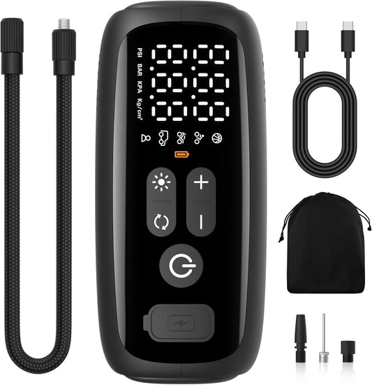 Tire Inflator Portable Air Compressor, 28 Cylinders 12V Air Compressor, 140W Auto Shut-Off with LED Light 150Psi Pump, Portable Air Compressor for Car Tires, Bicycle, Moto, Ball Etc.