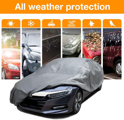 Ultra Light Waterproof Car Cover for Automobiles All Weather Protection, Windproof & Breathable, Fits Sedan up to 200"