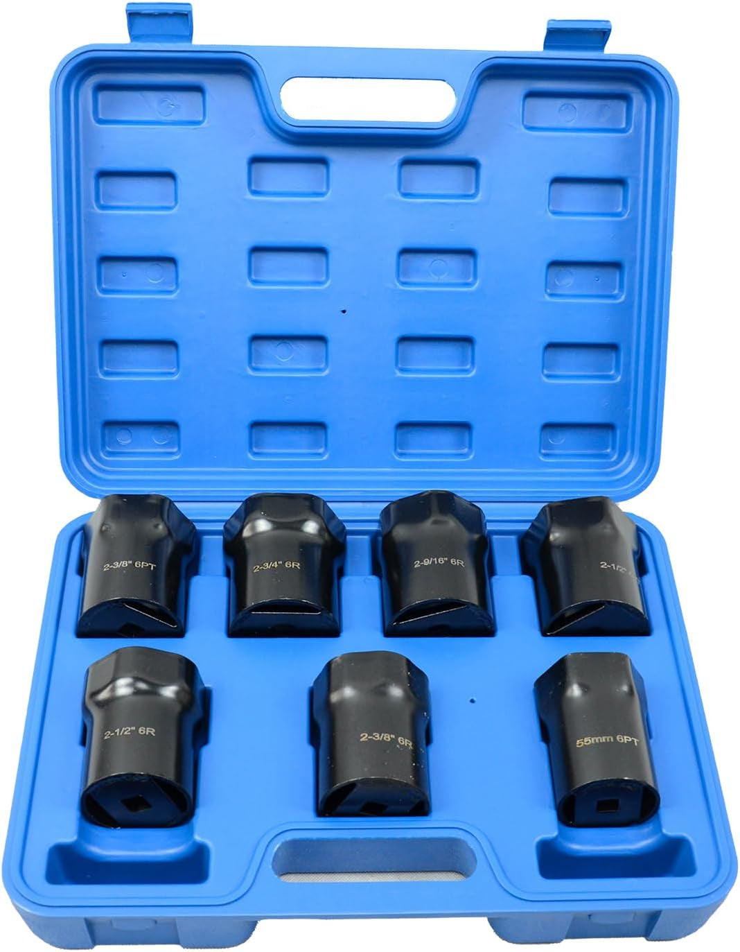 Wheel Bearing Locknut Socket Set 7 Piece Wheel Bearing Lock Nuts Removal and Installation Tool Kit 1/2 Inch Drive SAE and Metric 6-Point Axle Nut Socket Compatible with Dodge, Ford and Toyota