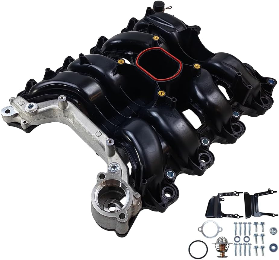 Upper Intake Manifold W/Gasket Thermostat Kit | Fit for Ford Crown Victoria Mustang Thunderbird, Mercury Grand Marquis Cougar, Lincoln Town Car V8 4.6L | OE# F6SZ9424AA F8AZ9424AAA F8AZ9424BC 615-178