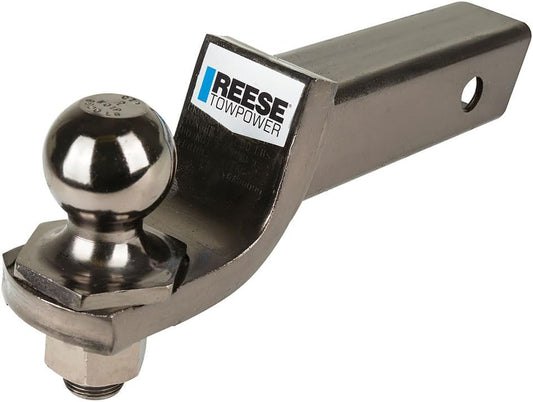 Towpower 7039200 Trailer Hitch Ball Mount, 2 Inch Square Receiver, 2 Inch Drop, 6,000 Lbs. Capacity, Includes 2 Inch Trailer Ball, Black Nickel