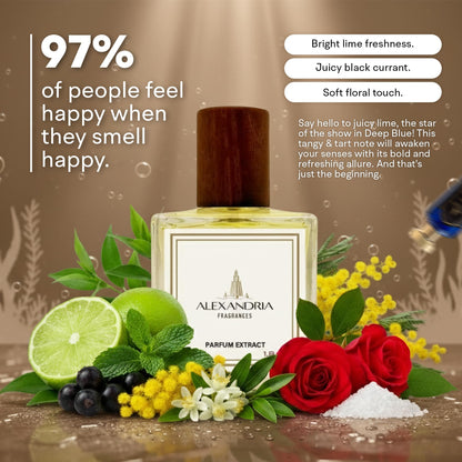 Alexandria Fragrances Deep Blue Perfume - Long Lasting Eau de Parfum for Men and Women - Fresh Citrus Parfum with Mint, Black Currant, Neroli and Musk - Luxury Men’s Cologne for Every Occasion - 10ml