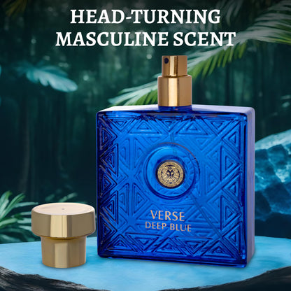 NovoGlow Verse Deep Blue, Eau de Parfum Spray Perfume, Fragrance For Men- Daywear, Casual Daily Cologne 3.4 Oz Bottle- Ideal EDP Beauty Gift for Birthday, Anniversary