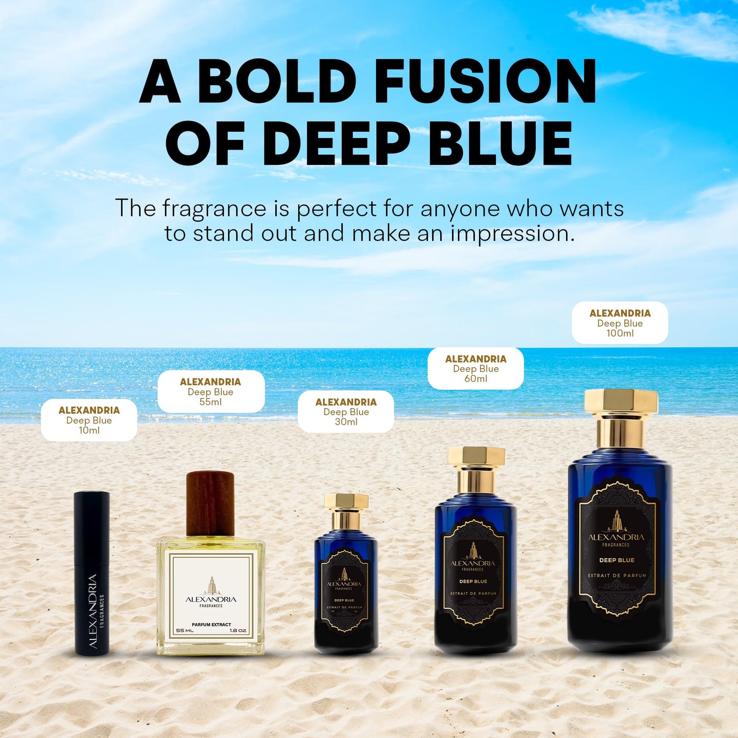 Alexandria Fragrances Deep Blue Perfume - Long Lasting Eau de Parfum for Men and Women - Fresh Citrus Parfum with Mint, Black Currant, Neroli and Musk - Luxury Men’s Cologne for Every Occasion - 10ml
