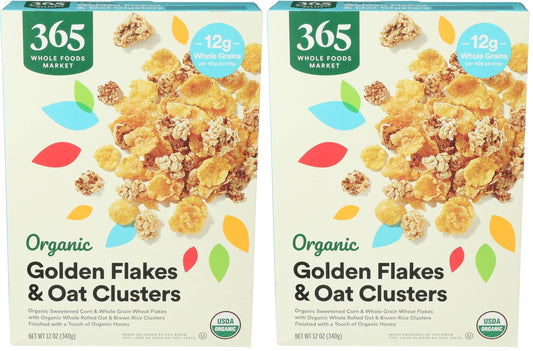 365 By Whole Foods Market, Organic Golden Flakes & Oat Clusters, 12 Ounce