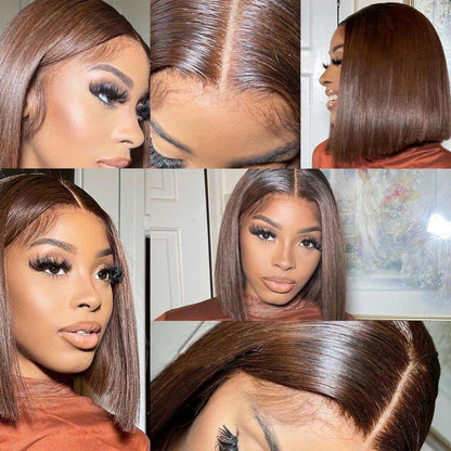 14 Inch Bob Wig Human Hair 13x6 Hd Transparent Lace Front Wigs Human Hair Pre Plucked Glueless Bob Wig 180% Density Short Straight Bob Wigs For Women