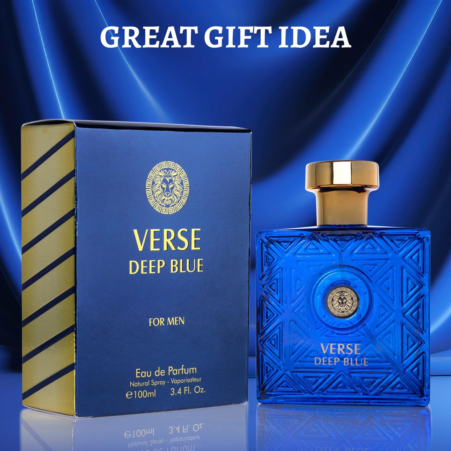 NovoGlow Verse Deep Blue, Eau de Parfum Spray Perfume, Fragrance For Men- Daywear, Casual Daily Cologne 3.4 Oz Bottle- Ideal EDP Beauty Gift for Birthday, Anniversary