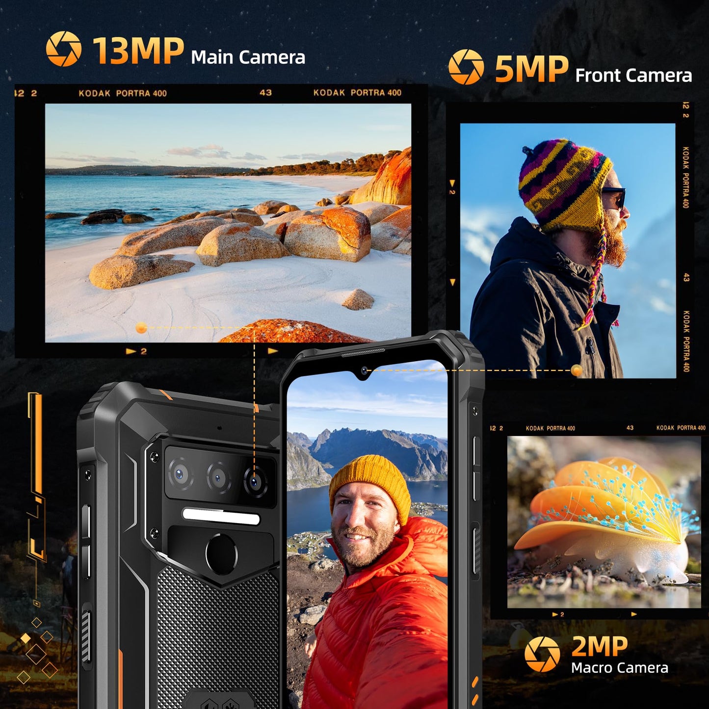 OUKITEL WP23 Plus Rugged Smartphone Unlocked 2025-24GB+256GB Cell Phones, 10600mAh Battery, 6.52'' Display Smartphone, 13MP Camera, 4G Dual SIM Android 14 Phone, IP68/IP69K/NFC/GPS/OTG, Orange