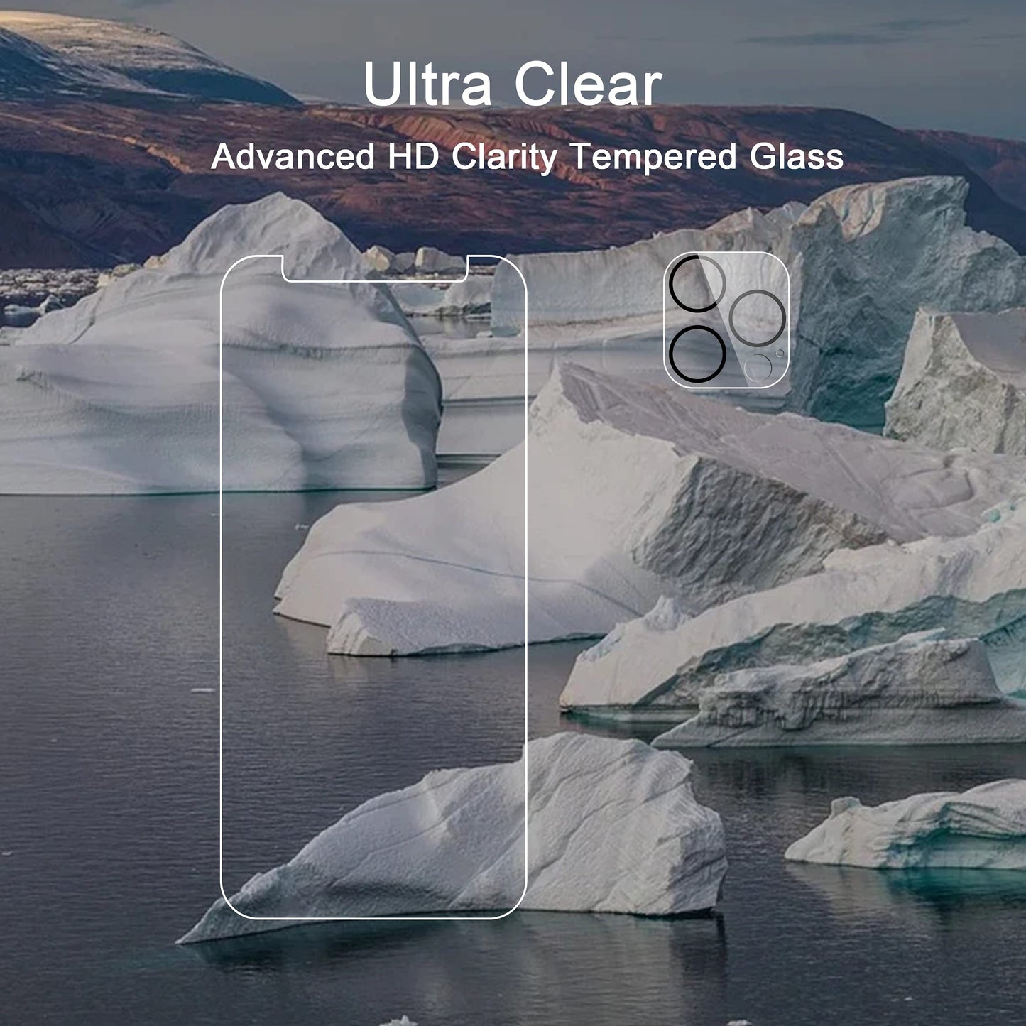 Ailun 2 Pack Screen Protector for iPhone 13 [6.1 inch Display] with 2 Pack Tempered Glass Camera Lens Protector,[9H Hardness]-HD