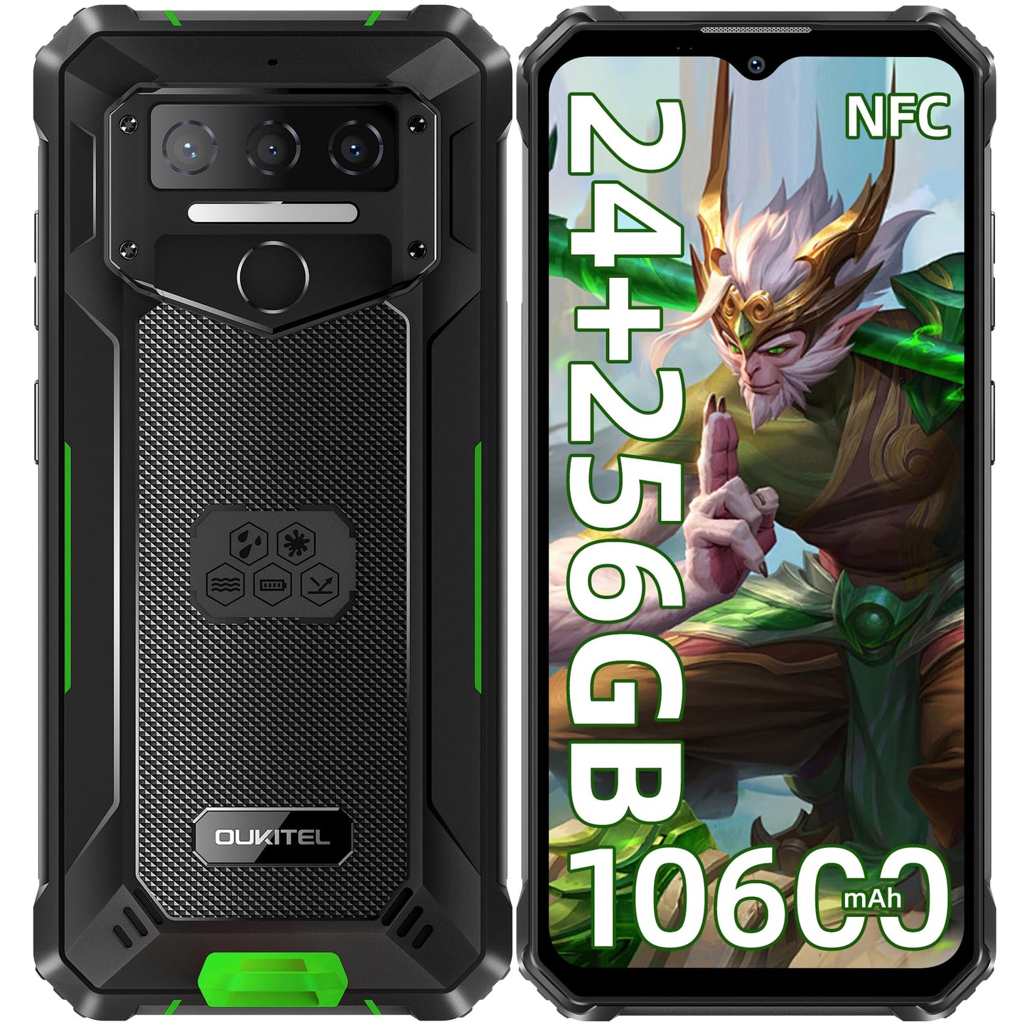 OUKITEL WP23 Plus Rugged Smartphone Unlocked 2025-24GB+256GB Cell Phones, 10600mAh Battery, 6.52'' Display Smartphone, 13MP Camera, 4G Dual SIM Android 14 Phone, IP68/IP69K/NFC/GPS/OTG, Orange