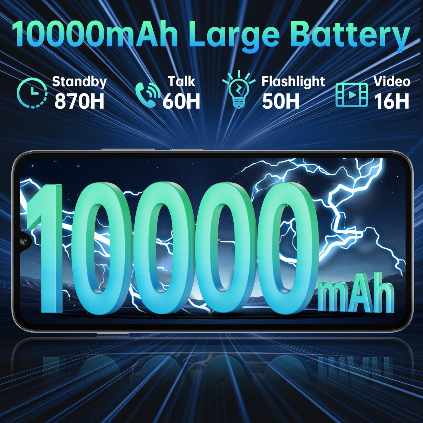 OUKITEL C59 Pro Unlocked Android Phones - 6.88”HD+ Display Android 15 10000 mAh Battery 24GB +256GB/1TB TF Cell Phone with 120LM Flashlight, NFC 13MP Camera Smartphone, OTG/Fingerprint/4G Dual SIM