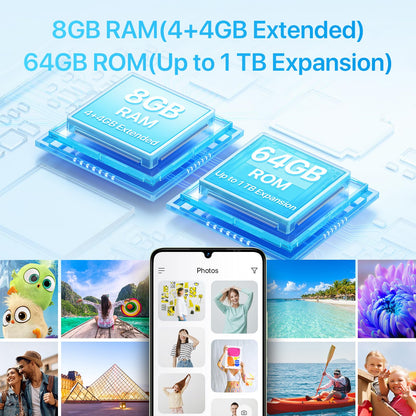 UMIDIGI G9A Unlocked Phones, Android 14 Go Cell Phone, 8GB+64GB/TF 1TB Expend Octa-Core, 4G Dual SIM Card, 3.5mm Headphone Jack 6.75" HD+Display Phones, AI Face Unlock Android Phone,5000mAh,GPS