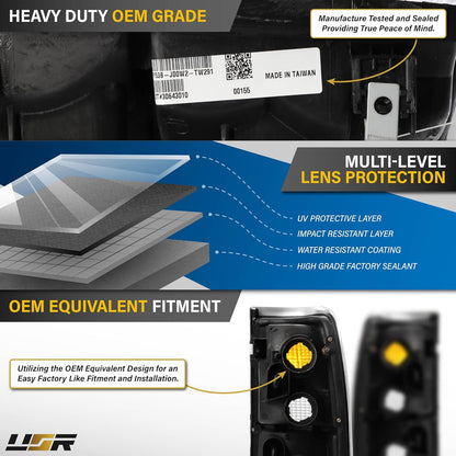 USR 93-98 XK10 / XK20 Tail Light – Rear Tail Lamps Set (Left + Right) Compatible with 1993-1998 Toyota T100 Pickup Truck All Models Base, DX and SR5 Pick up (CLEAR LENS TAIL LIGHTS with BULBS)