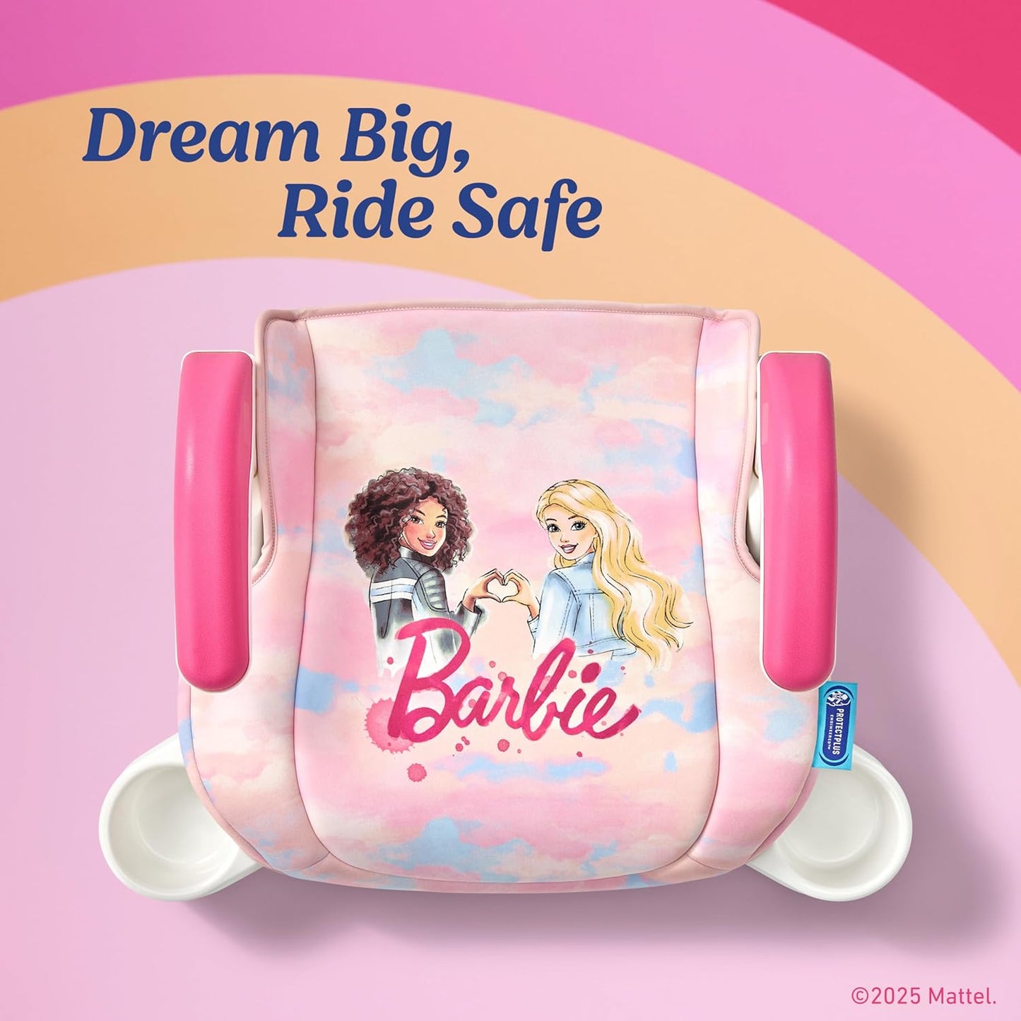 Turbobooster 2.0 Backless Booster Car Seat, Barbie Paint, Travel Booster Seat for Children Ages 4-10, Weight 40-100 Pounds and Height up to 57 Inches