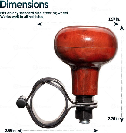 Woodgrain Steering Wheel Spinner - Universal Fit Premium Quality Driving Assist with Power Handle (One Pack)