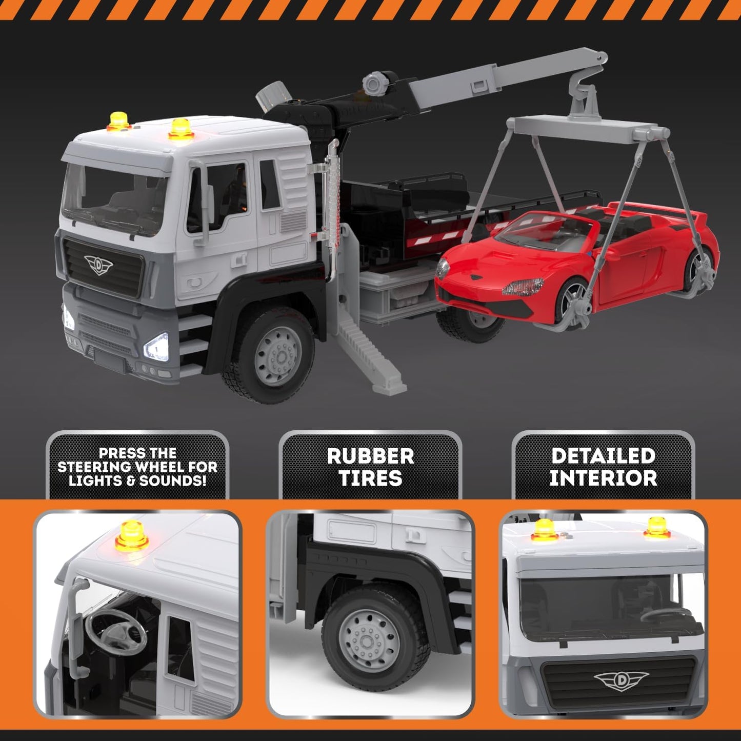 – Toy Tow Truck for Kids – Rescue Vehicle Toy – Lights & Sounds – Movable Parts – 3 Years + – Tow Truck, 20 Inches