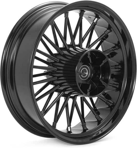 18 Inch Gloss Black Rear Wheel Rim Fat King Spokes Tubeless for Harley Touring FLHR FLHRC Road King FLHX FLHXSE Street Glide FLTR Road Glide FLHT Electra Glide FLHTK Ultra Limited 2009-2023