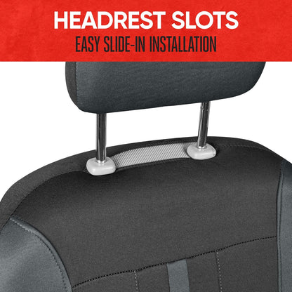 Omnifit Seat Covers for Cars, Two-Tone Gray Car Full Set with Hooded Split Bench Cover, Interior Accessories, Automotive