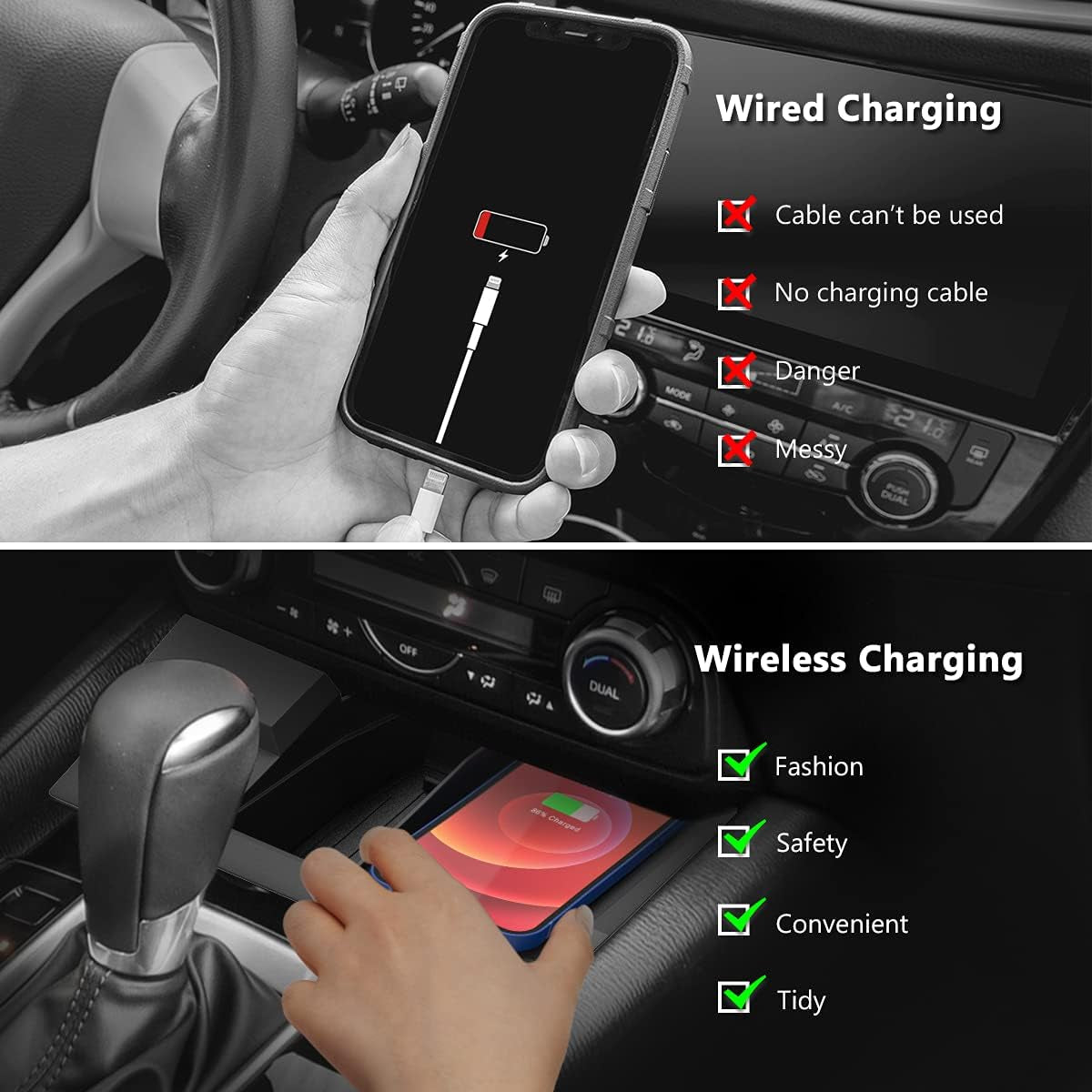 Wireless Car Charger for Mazda CX5 CX-5 2017-2025 Center Console Accessories, Wireless Phone Charging Pad for Mazda CX5 2017 2018 2019 2020 2021 2022 2023 2024 2025