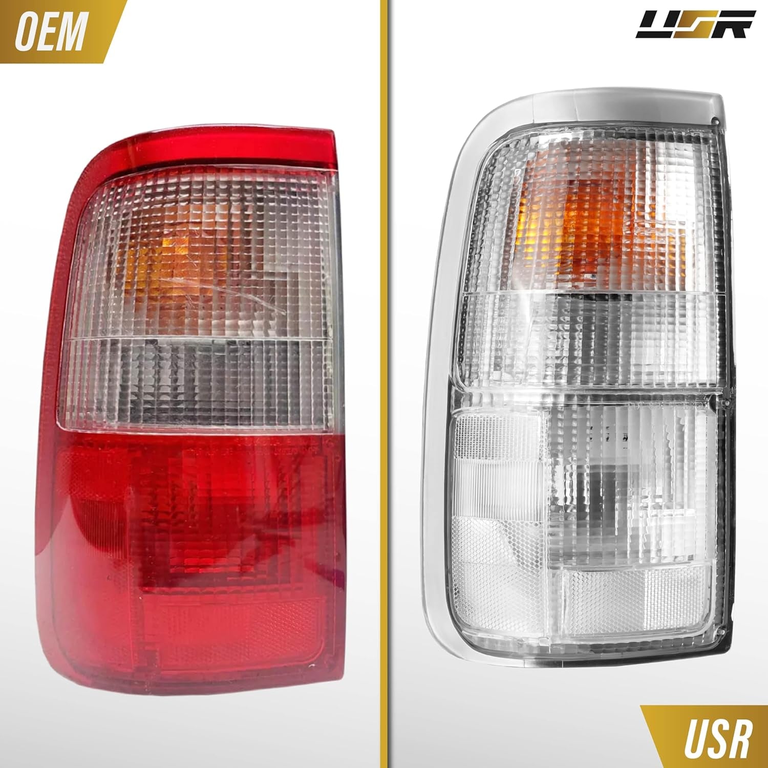 USR 93-98 XK10 / XK20 Tail Light – Rear Tail Lamps Set (Left + Right) Compatible with 1993-1998 Toyota T100 Pickup Truck All Models Base, DX and SR5 Pick up (CLEAR LENS TAIL LIGHTS with BULBS)