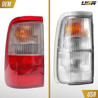 USR 93-98 XK10 / XK20 Tail Light – Rear Tail Lamps Set (Left + Right) Compatible with 1993-1998 Toyota T100 Pickup Truck All Models Base, DX and SR5 Pick up (CLEAR LENS TAIL LIGHTS with BULBS)