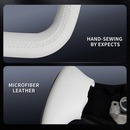 Yoke Steering Wheel, White Microfiber Leather with Side Carbon Fiber for Tesla Model 3/Y 2017-2023 with Heating Function