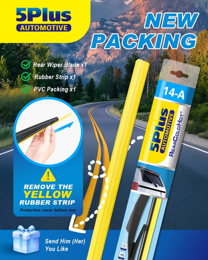 ® 14 Inch Rear Wiper Blade Replacement for Jeep Cherokee 2023-2017/Mazda CX-5 2013-2024 CX-9 2007-2023/Hyundai Tucson 2016-2020 Nexo 2021-2024/Chrysler Pacifica 2017-2024 Mute OEM Quality