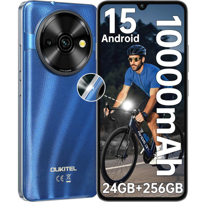 OUKITEL C59 Pro Unlocked Android Phones - 6.88”HD+ Display Android 15 10000 mAh Battery 24GB +256GB/1TB TF Cell Phone with 120LM Flashlight, NFC 13MP Camera Smartphone, OTG/Fingerprint/4G Dual SIM