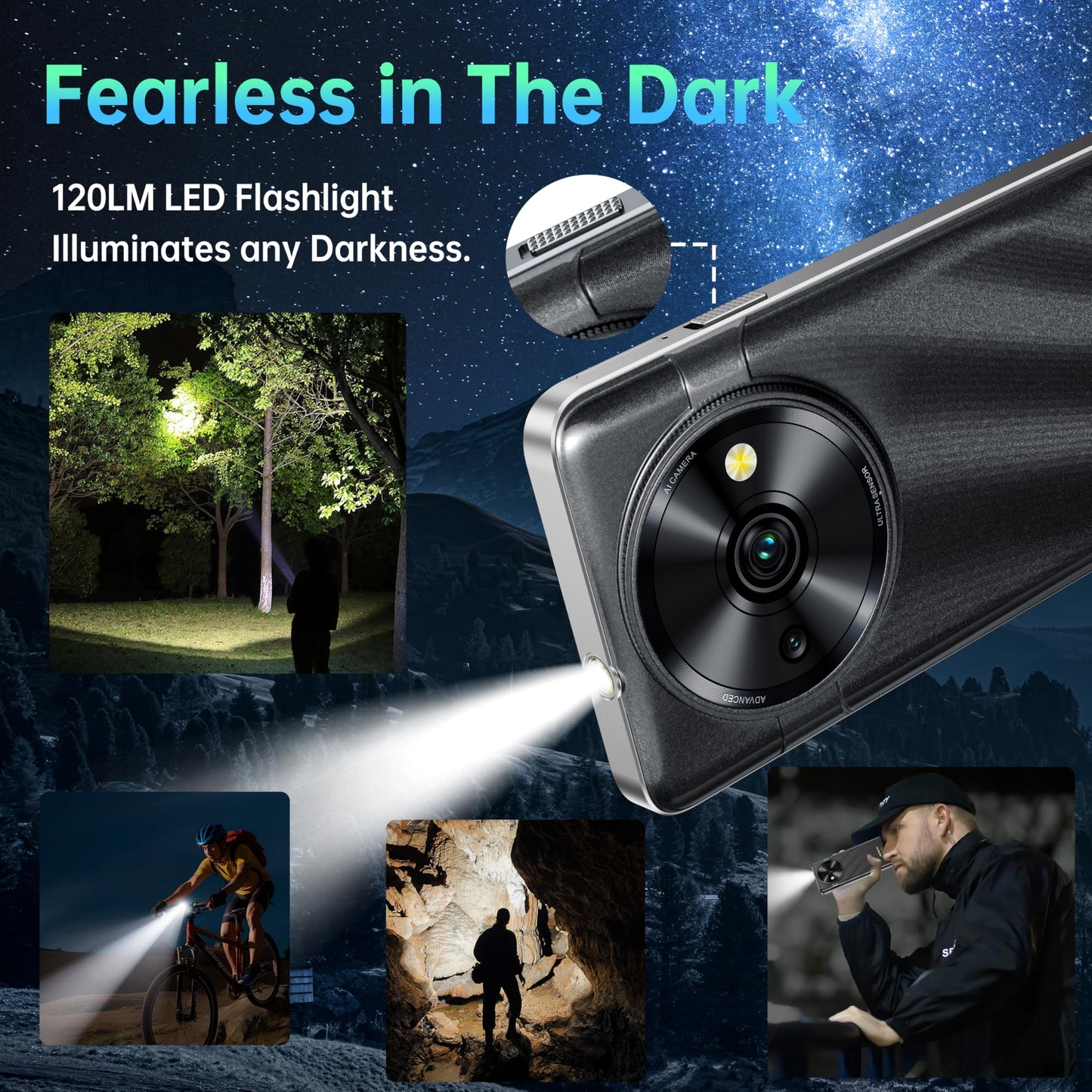 OUKITEL C59 Pro Unlocked Android Phones - 6.88”HD+ Display Android 15 10000 mAh Battery 24GB +256GB/1TB TF Cell Phone with 120LM Flashlight, NFC 13MP Camera Smartphone, OTG/Fingerprint/4G Dual SIM