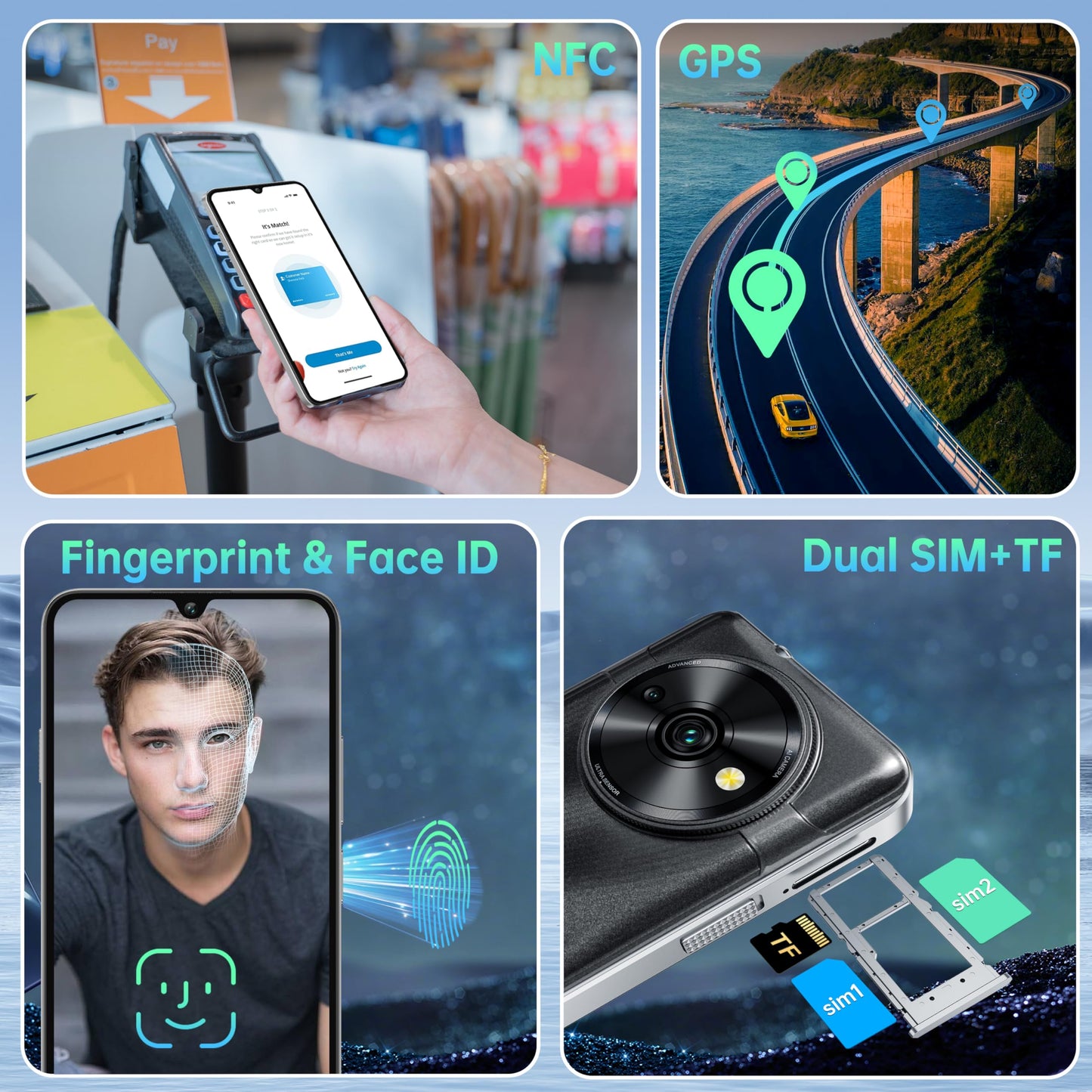 OUKITEL C59 Pro Unlocked Android Phones - 6.88”HD+ Display Android 15 10000 mAh Battery 24GB +256GB/1TB TF Cell Phone with 120LM Flashlight, NFC 13MP Camera Smartphone, OTG/Fingerprint/4G Dual SIM