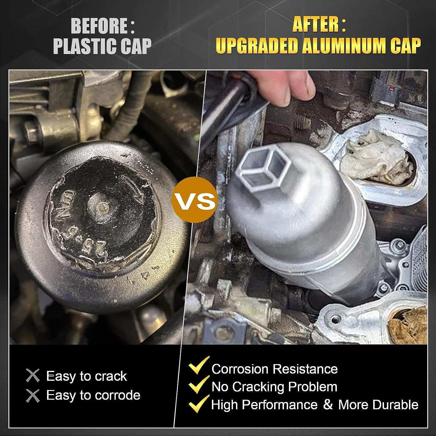 Upgraded Full Aluminum Engine Lower Intake Manifold with Gasket ＆ Engine Oil Filter Housing with Oil Cooler Sensors and Gaskets Compatible with Dodge Charger Challenger Journey Jeep Wrangler