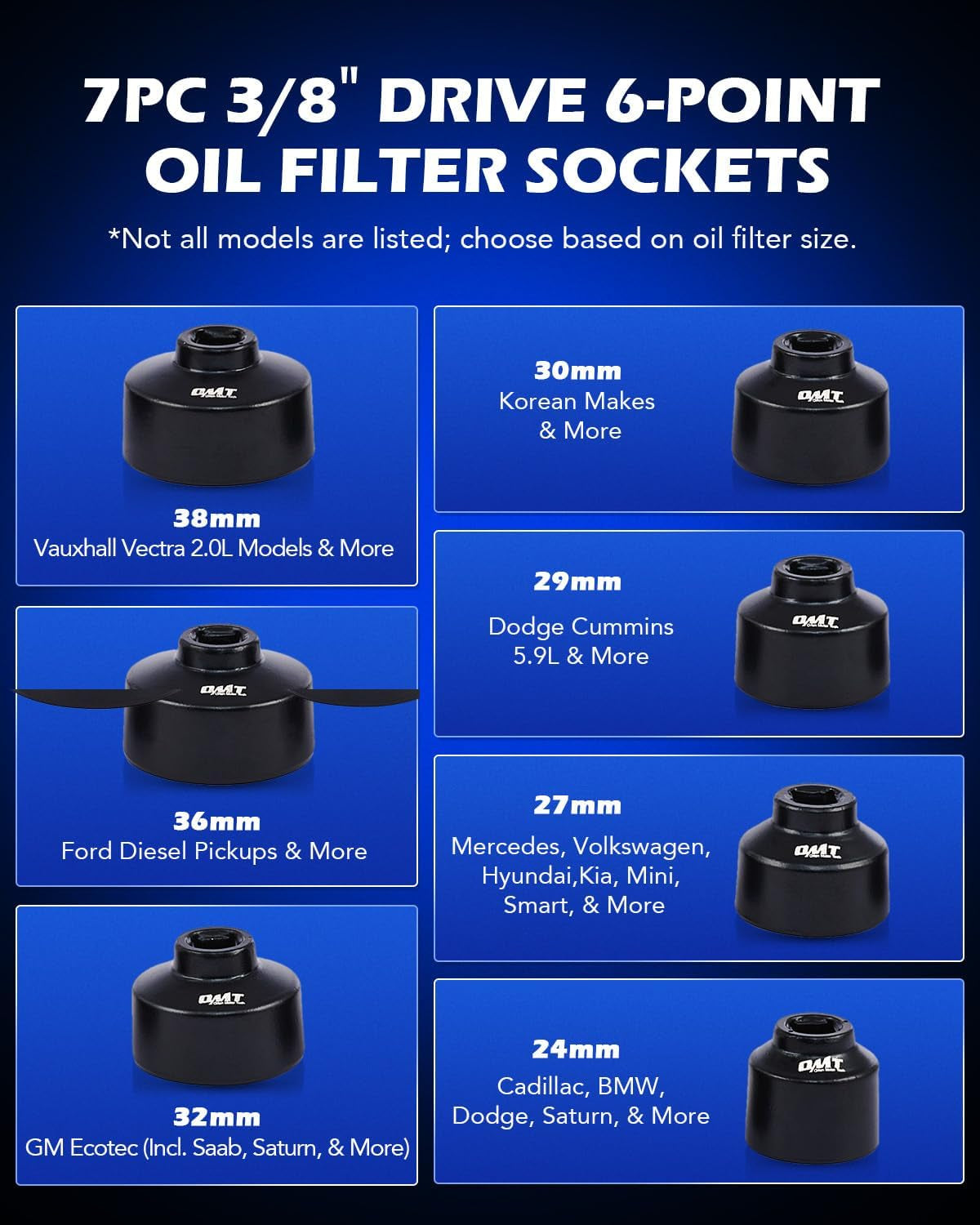 Oil Filter Wrench Set, 10Pc Oil Filter Socket Set, 3/8" Drive Metric Oil Filter Cap Wrench Removal Tool Kit, Low Profile Oil Filter Socket Set Compatible with Toyota VW BMW Mercedes