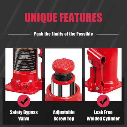 T90413  Hydraulic Bottle Jack with Carrying Case, 4 Ton (8,000 Lb) Capacity