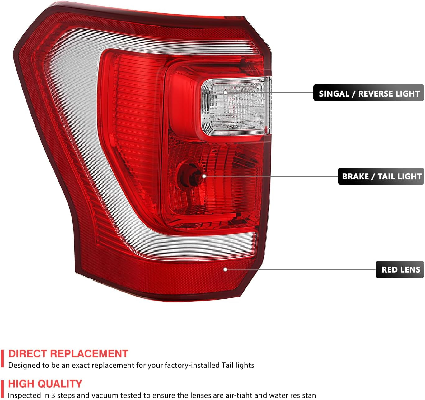 OE Style Rear Left Taillight Assembly Tail Lamp Compatible with Ford Expedition 2018-2021, FO2800271, JL1Z13405G, OEM-TL-041-L