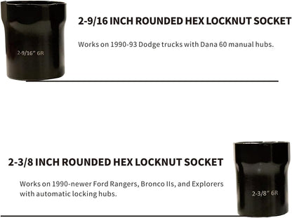 Wheel Bearing Locknut Socket Set 7 Piece Wheel Bearing Lock Nuts Removal and Installation Tool Kit 1/2 Inch Drive SAE and Metric 6-Point Axle Nut Socket Compatible with Dodge, Ford and Toyota