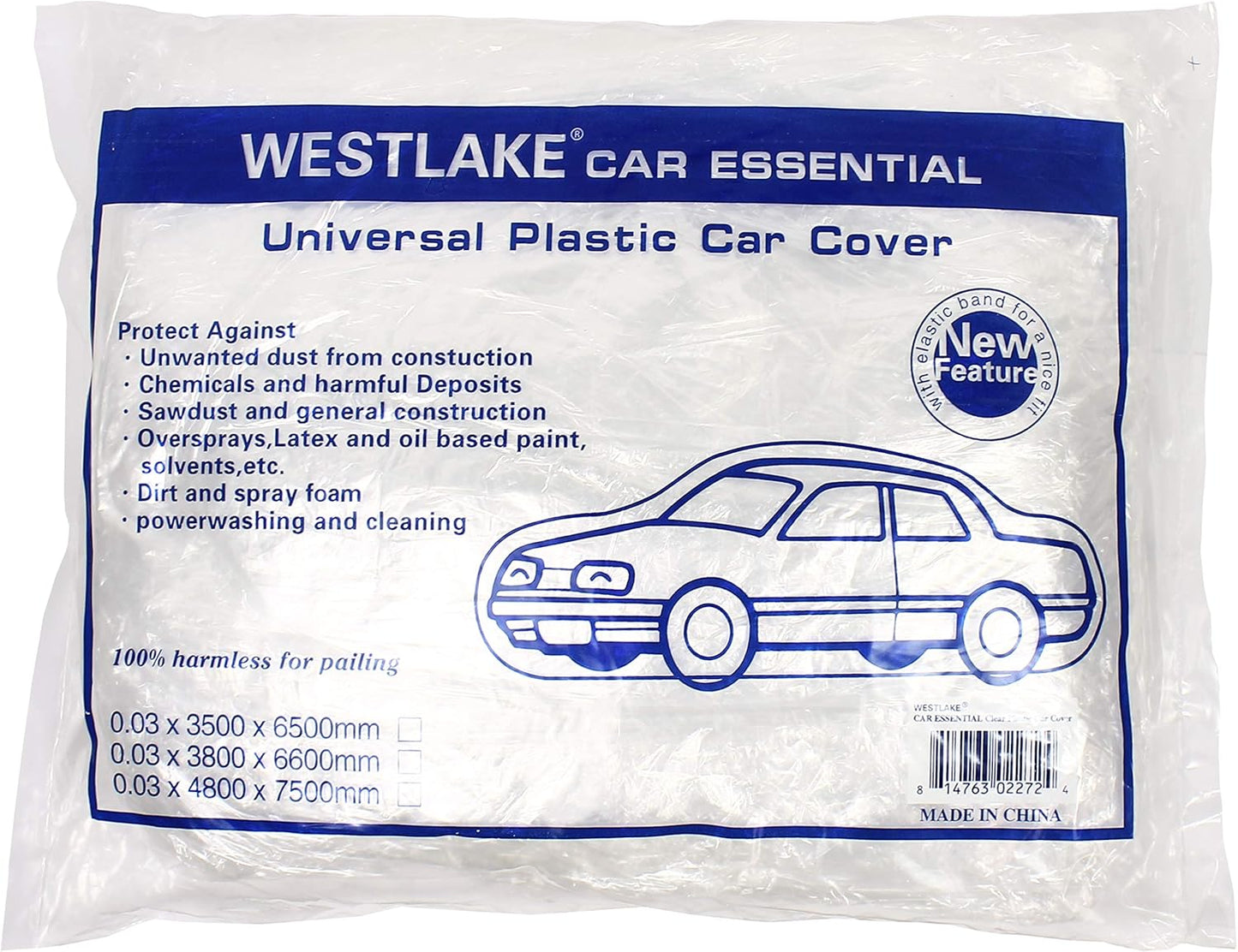 Universal Clear Disposable Car Cover for SUV, Sedan, Sport Cars, Antique Cars up to 22' X 12'