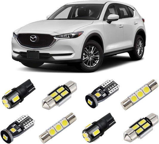 White Interior LED Lights Kit for Mazda CX-5 2013 2014 2015 2016 2017 2018 2019 2020 2021 2022 Super Bright 6000K LED Interior Light Bulbs Package + License Plate Lights and Install Tool