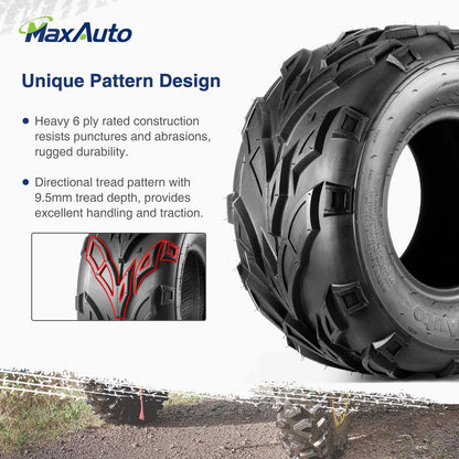 16X8-7 All-Terrain ATV and Go-Kart Tires, 6 PR Tubeless UTV Tires, Pack of 2