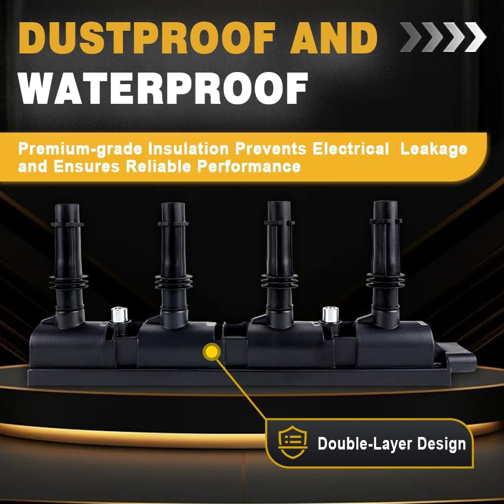 UF669 Ignition Coil Pack with Iridium Spark Plugs XP3922, Compatible with Buick Encore, Chevrolet Cruze, Sonic, Trax, Volt 1.4L 1.8L L4, High Performance Direct Fit Replacement