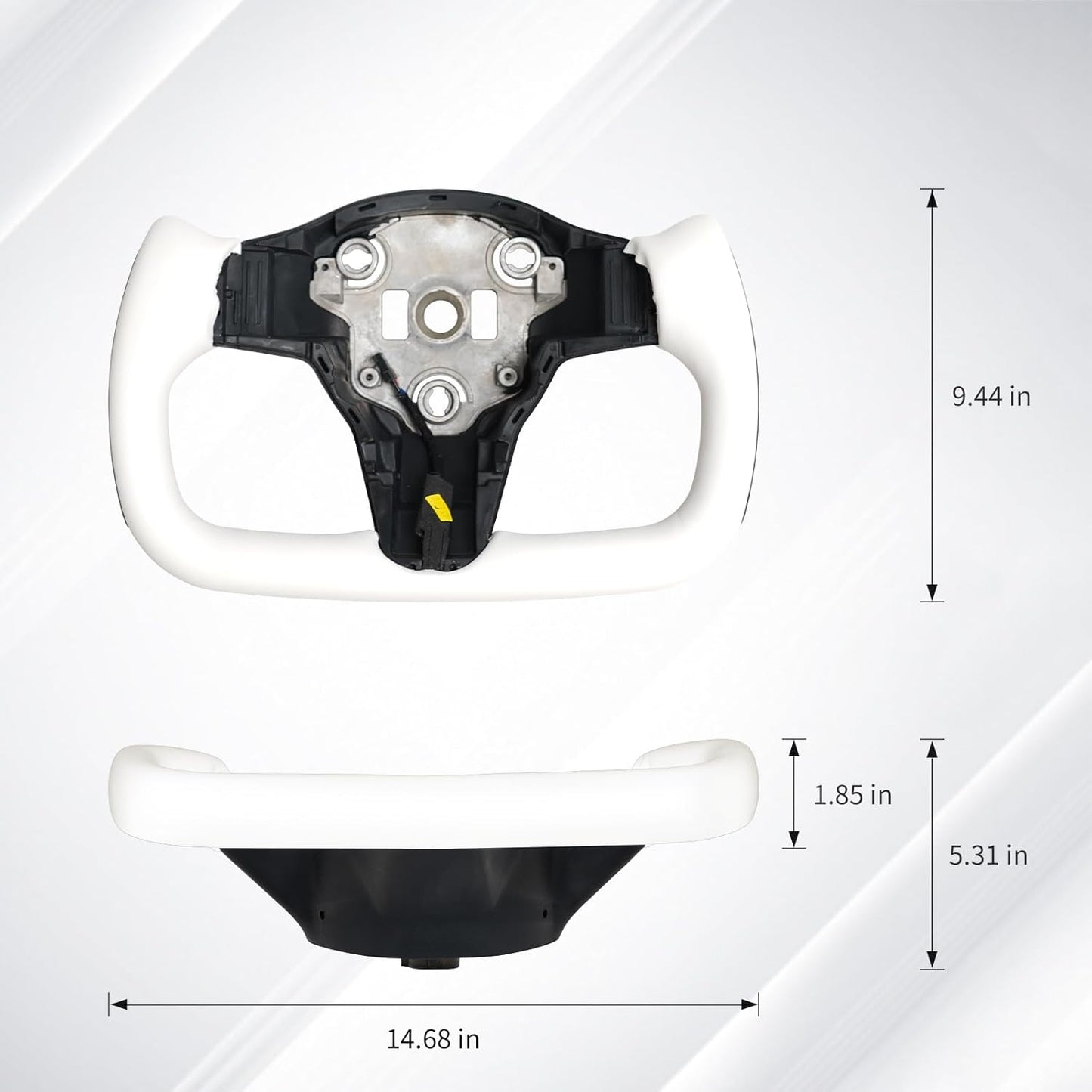 Yoke Steering Wheel, White Microfiber Leather with Side Carbon Fiber for Tesla Model 3/Y 2017-2023 with Heating Function